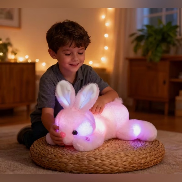 White Bunny Light Up Soft Plush Toy Nightlight - Picture 2 of 3